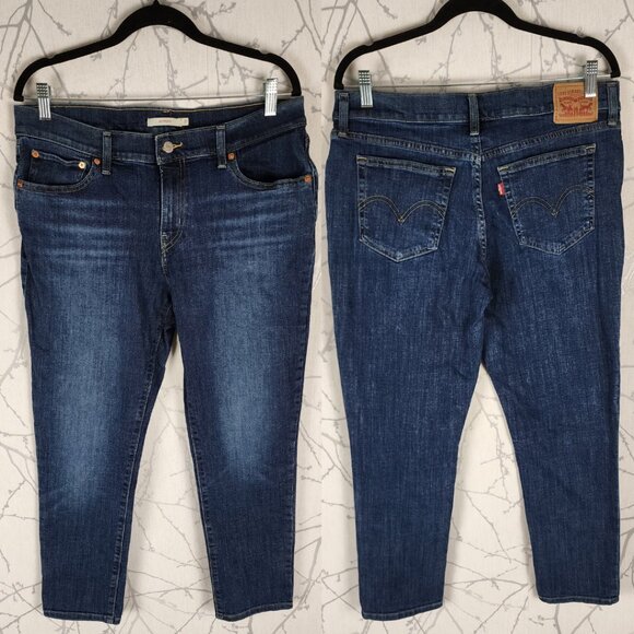 Levi's Dark Wash Stretch Denim High Rise Boyfriend Jeans - Picture 1 of 5